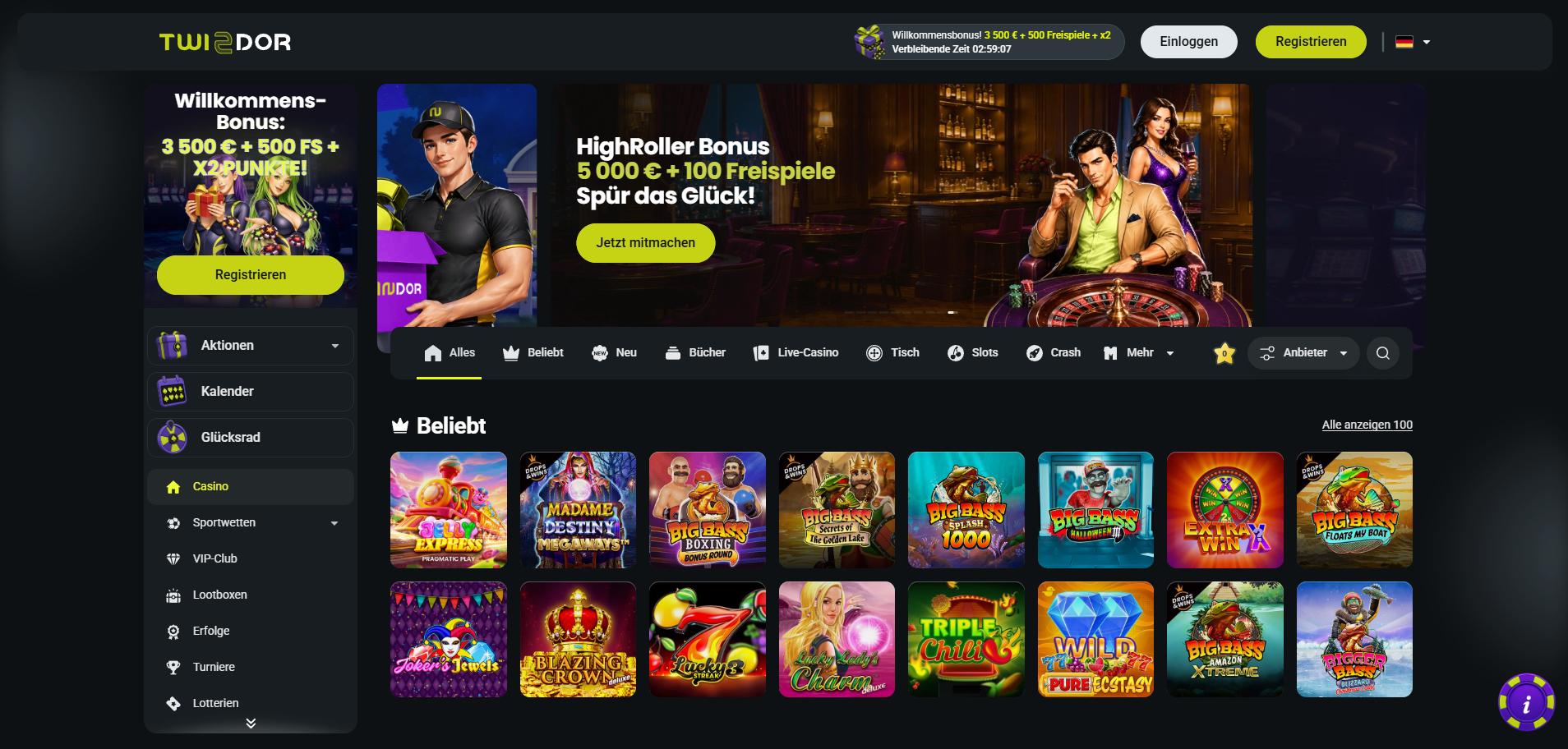 Twindor Casino online Spielangebot